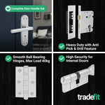 Olbia Polished Chrome Lever on Backplate Door Handle Kit - 80mm Euro Sashlock and Cylinder & Turn - Keyed to Differ - tradefit - 5