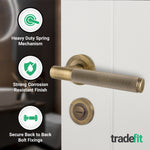 Dumont Antique Brass Lever on Rose Door Handle Kit - 64mm Bathroom Lock - 2