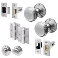 Victorian Ringed Satin Chrome Mortice Door Knob Kit - 76mm Bathroom Deadbolt