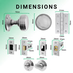 Victorian Ringed Satin Chrome Mortice Door Knob Kit - 76mm Bathroom Deadbolt - tradefit - 3