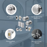 Victorian Ringed Satin Chrome Mortice Door Knob Kit - 76mm Bathroom Deadbolt - tradefit - 4
