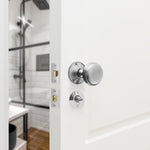 Victorian Ringed Satin Chrome Mortice Door Knob Kit - 76mm Bathroom Deadbolt - tradefit - 5