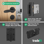 Sassari Matt Black Lever on Rose Door Handle Kit - 80mm Euro Sashlock and Double Cylinder - Keyed Alike - tradefit - 5