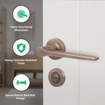 Tapera Antique Brass Lever on Rose Door Handle Kit - 64mm Bathroom Lock - tradefit - 2