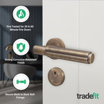 Flores Antique Brass Lever on Rose Door Handle Kit - Medium Duty FD30/60 - 80mm Euro Sashlock and Double Cylinder - Keyed Alike - tradefit - 2