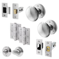 Victorian Satin Chrome Mortice Door Knob Kit - 76mm Bathroom Deadbolt & 76mm Hinges