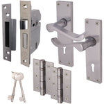 Victorian Scroll Satin Chrome Lever Door Handle Pack - BS3621 5 Lever Lock - tradefit - 1