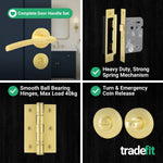 Bosa Satin Brass Lever on Rose Door Handle Pack - 80mm Bathroom Lock - tradefit - 8