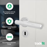 Moreno Polished Chrome Lever on Rose Door Handle Kit - Medium Duty FD30/60 - 80mm Sashlock - tradefit - 2