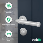 Santana Satin Nickel Lever on Rose Door Handle Kit - 64mm Bathroom Lock - tradefit - 2