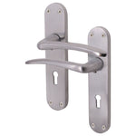 Satin Lever on Backplate 5 Lever Lock Kit / Pack Zeno Design - 66mm Lock - 76mm Hinges - Satin Chrome - tradefit - 2