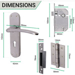 Satin Lever on Backplate 5 Lever Lock Kit / Pack Zeno Design - 66mm Lock - 76mm Hinges - Satin Chrome - tradefit - 4