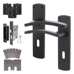 Euroda - Plus Black Fire Door Handle Pack - Sash Lock - FD30/60 - tradefit