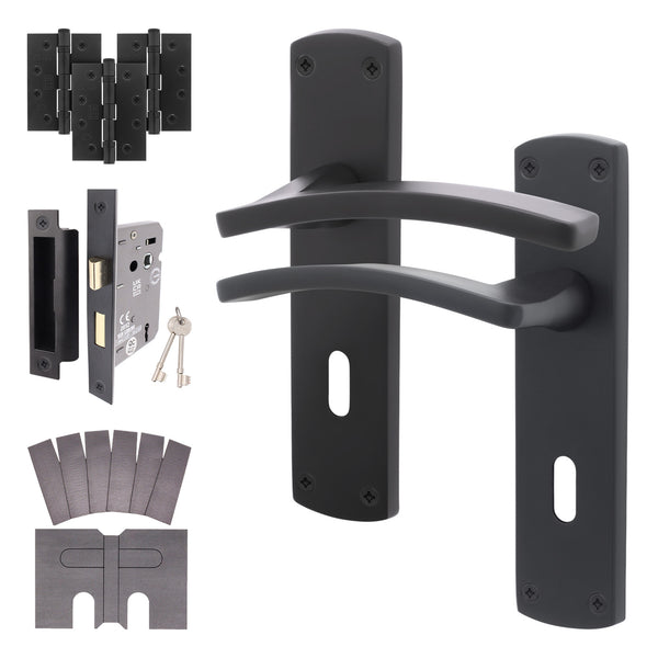 Euroda - Plus Black Fire Door Handle Pack - Sash Lock - FD30/60 - tradefit - Featured Image