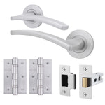 Euroda - Plus Satin Chrome Lever on Rose Door Handle Pack - Latch - tradefit - 1