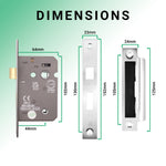 Mortice Fire Rated Bathroom Lock - 64mm / 44mm Backset - Polished Chrome - tradefit - 4