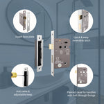 Mortice Fire Rated Bathroom Lock - 64mm / 44mm Backset - Polished Chrome - tradefit - 6