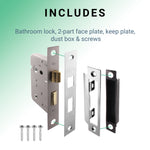 Mortice Fire Rated Bathroom Lock - 80mm Case Size - 57mm Backset - Polished Chrome - tradefit - 5