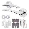 Euroda-Plus Polished Chrome Lever on Rose Fire Door Handle Pack - 3 Lever Lock - FD30/60