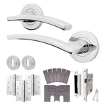 Euroda - Plus Polished Chrome Lever on Rose Fire Door Handle Pack - 3 Lever Lock - FD30/60 - tradefit - 1
