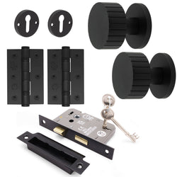 Nador Matt Black Mortice Door Knob Kit - 80mm Sashlock - tradefit