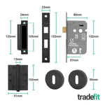 Dumont Matt Black Lever on Rose Door Handle Kit - Medium Duty FD30/60 - 80mm Sashlock - tradefit - 5