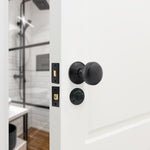 Victorian Ringed Black Mortice Door Knob Kit - 76mm Bathroom Deadbolt - tradefit - 5