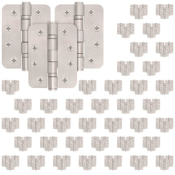 Case 40 Packs of 3 Fire Door Hinges 4" Stainless Steel Grade 13 Radius Corner - 102x76x3mm - tradefit