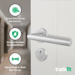 Mitre Lever on Rose Stainless Steel Door Handle Kit - Medium Duty - 80mm Euro Sashlock and Thumbturn Cylinder - Keyed to Differ - tradefit - 4