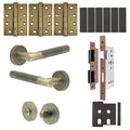 Aurora Antique Brass Lever on Rose Door Handle Kit - Heavy Duty FD30/60 - DIN Bathroom Lock