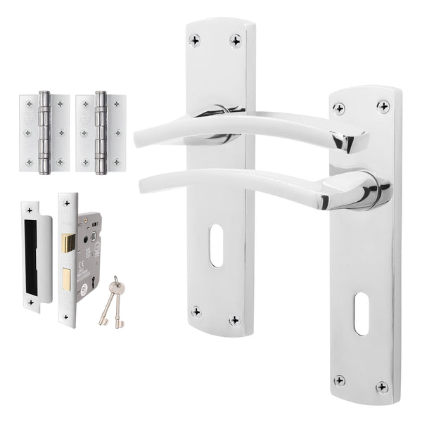 Euroda - Plus Polished Chrome Door Handle Pack - Sash Lock - tradefit - Featured Image