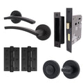 Euroda-Plus Black Lever on Rose Door Handle Pack - Bathroom