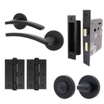 Euroda - Plus Black Lever on Rose Door Handle Pack - Bathroom - tradefit - 1
