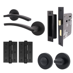Euroda - Plus Black Lever on Rose Door Handle Pack - Bathroom - tradefit