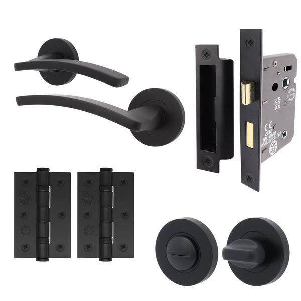 Euroda - Plus Black Lever on Rose Door Handle Pack - Bathroom - tradefit - Featured Image