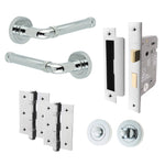 Santana Polished Chrome Lever on Rose Door Handle Kit - 64mm Bathroom Lock - tradefit - 1