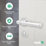 Santana Polished Chrome Lever on Rose Door Handle Kit - 64mm Bathroom Lock - tradefit - 2