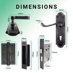 Ashtead Antique Black Iron Door Handle Pack - 80mm Sashlock - 76mm Hinges - tradefit - 3