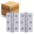 Door Hinges Grade 7 Stainless Steel Washered - 76x50.8x2mm - Satin Stainless - Case of 40 Pairs