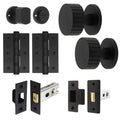 Nador Matt Black Mortice Door Knob Kit - 76mm Bathroom Deadbolt