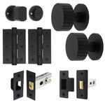 Nador Matt Black Mortice Door Knob Kit - 76mm Bathroom Deadbolt - tradefit - 1