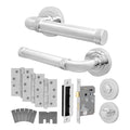 Santana Polished Chrome Lever on Rose Door Handle Kit - Medium Duty FD30/60 - 80mm Bathroom Lock