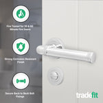 Santana Polished Chrome Lever on Rose Door Handle Kit - Medium Duty FD30/60 - 80mm Bathroom Lock - tradefit - 2