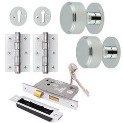 Temara Polished Chrome Mortice Door Knob Kit - 80mm Sashlock - tradefit