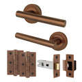 Olbia Bronze Lever on Rose Door Handle Pack - 76mm Latch