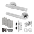 Dumont Polished Chrome Lever on Rose Door Handle Kit - Heavy Duty FD30/60 - DIN Euro Sashlock and Double Cylinder - Master Keyed