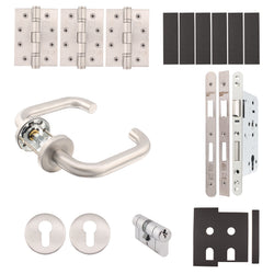 Fire Door Kit - Locking Door - Heavy Duty - Double Cylinder Keyed Differ - Satin Stainless Steel - tradefit