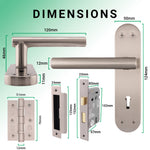 Olbia Satin Nickel Door Handle Pack - 80mm Sashlock - tradefit - 3