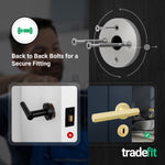 Moreno Satin Brass Lever on Rose Door Handle Kit - Medium Duty FD30/60 - 80mm Sashlock - tradefit - 3