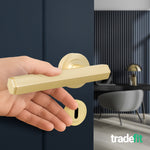 Moreno Satin Brass Lever on Rose Door Handle Kit - Medium Duty FD30/60 - 80mm Sashlock - tradefit - 6